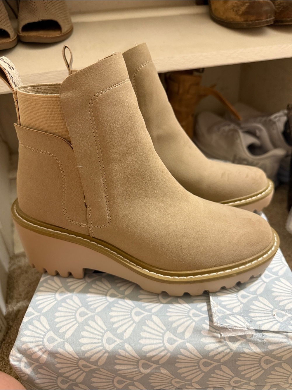 Nicole by Nicole Miller Tan Chelsea Platform Ankle Boots